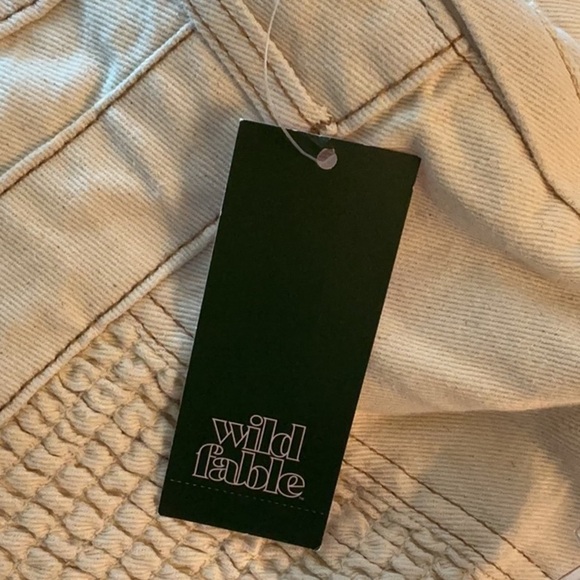 Wild Fable Cream Denim Strapless Cargo Jumpsuit Small NWT - Picture 3 of 7